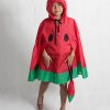 Kids watermelon rain poncho red