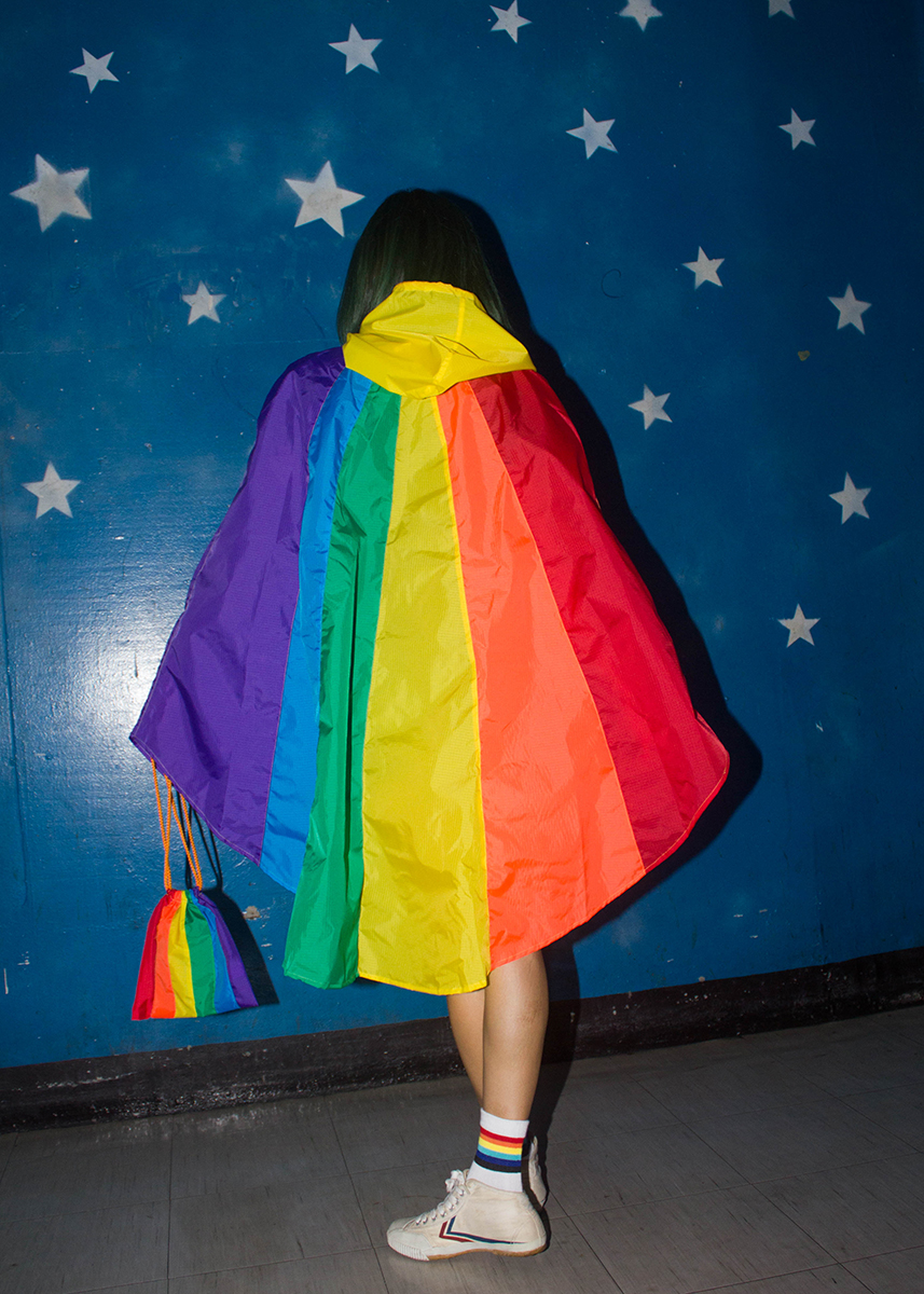 Rainbow Poncho With Free Rainbow Bag.