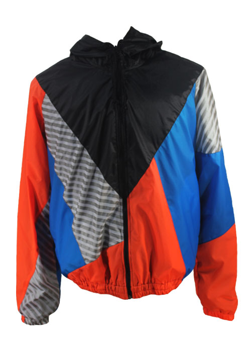 Black Hood Orange Blue Windbreaker Jacket