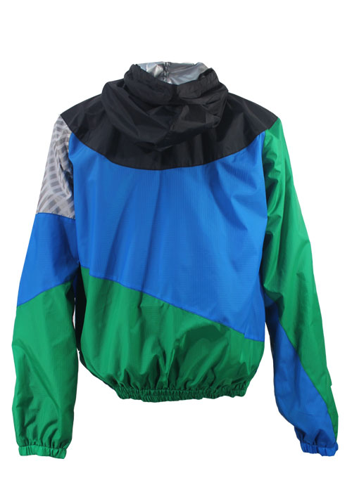 Black Hood Green Blue Windbreaker Jacket