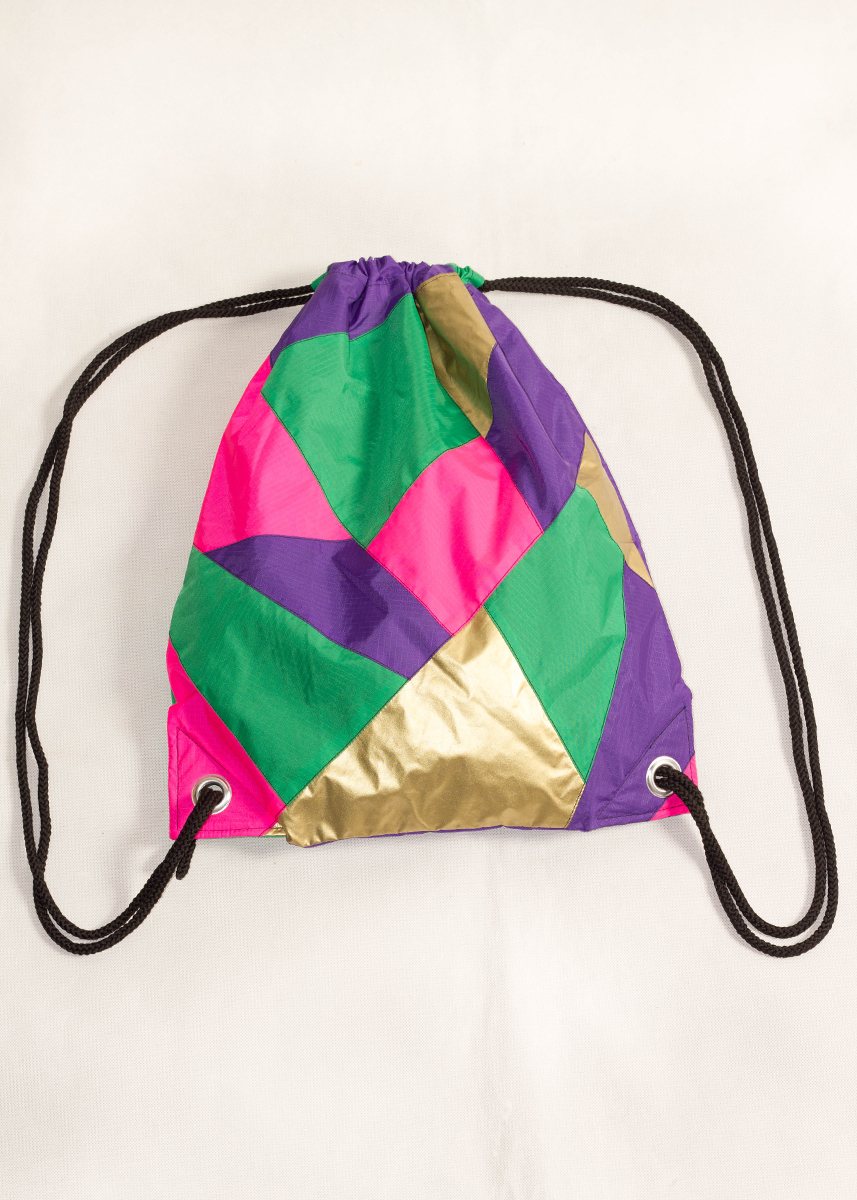 Gold Purple Pink Green Drawstring Backpack