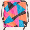 Patchwork Pink Orange Blue Drawstring Backpack Front Zoom