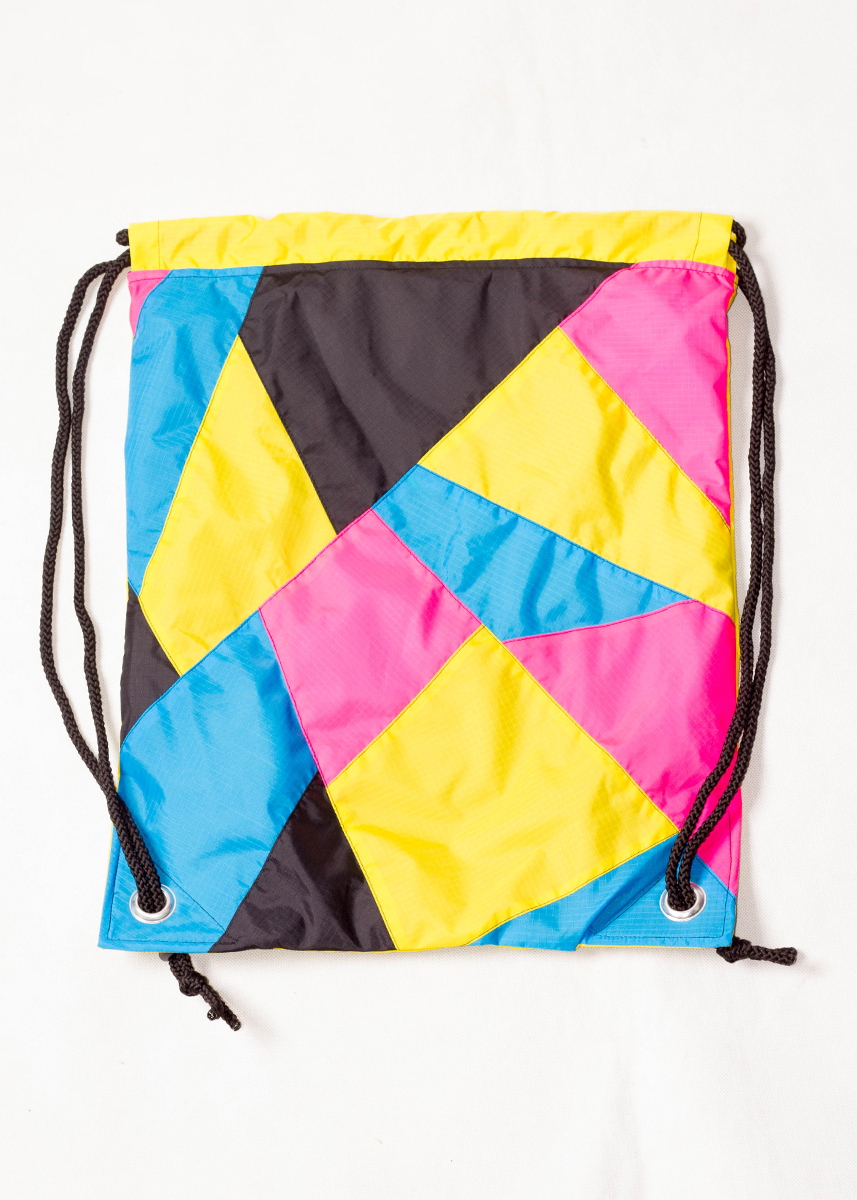 Yellow Pink Black Drawstring Backpack
