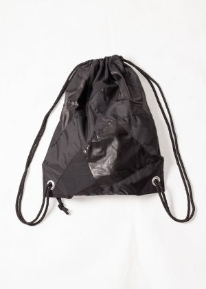 Black Patchwork Drawstring Backpack Front