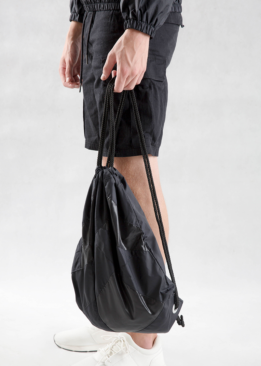 Black Patchwork Drawstring Backpack